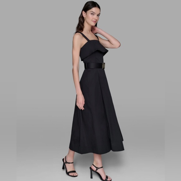 Karl Lagerfeld Belted Midi Dress SZ 10 - Picture 1 of 6